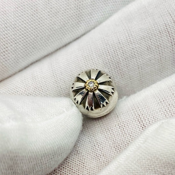 EUC Pandora 790988CZ Silver & 14k Gold Friendship Flower Clip w/ Clear Zirconia - Picture 3 of 9